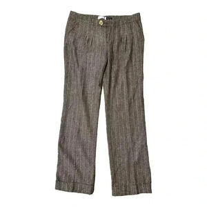 Bershka Wool Blend Brown Striped Trousers Size 6